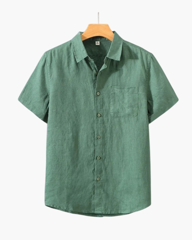 CAMICIA IN LINO A MANICHE CORTE