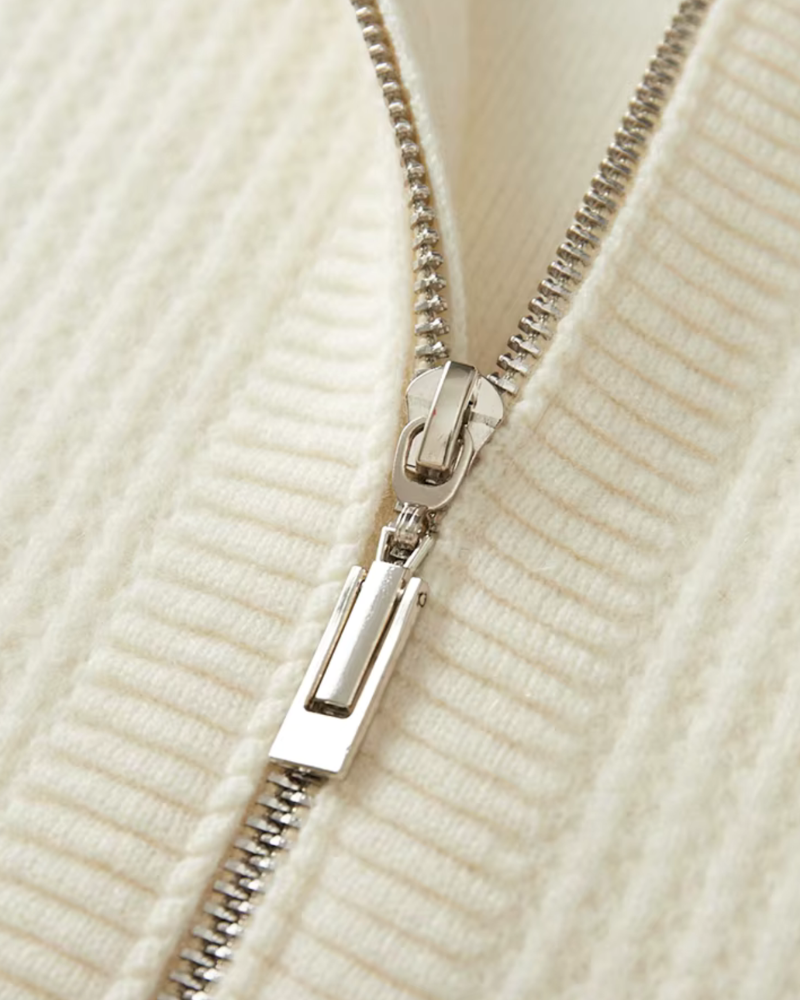 FELPA CON ZIP A COSTE IN MERINO