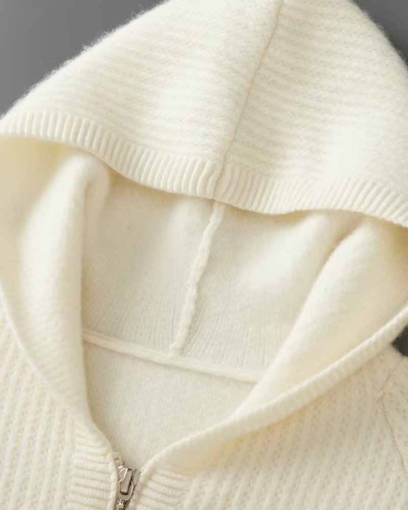 FELPA CON ZIP A COSTE IN MERINO