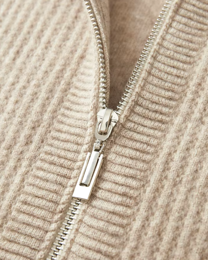 FELPA CON ZIP A COSTE IN MERINO