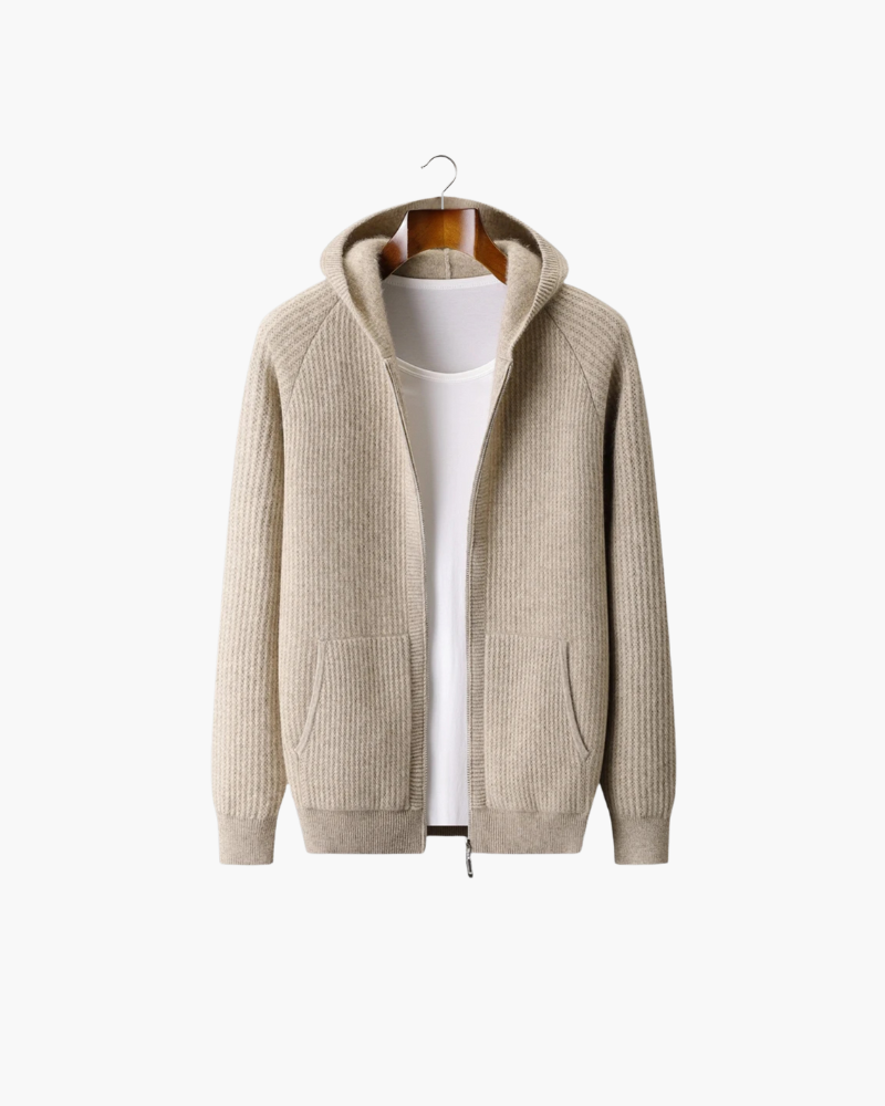 FELPA CON ZIP A COSTE IN MERINO