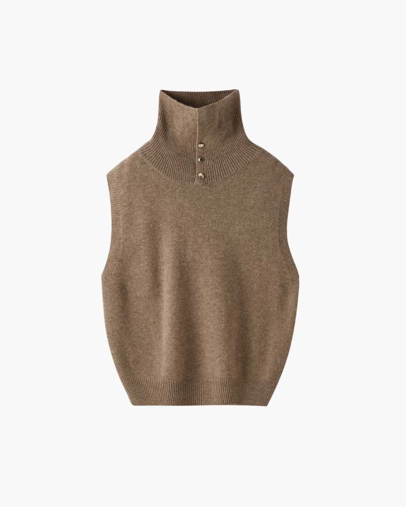GILET IN MERINO CON COLLO ALTO
