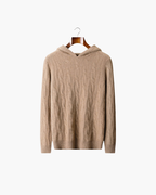 FELPA CON CAPPUCCIO IN CASHMERE A TRECCE
