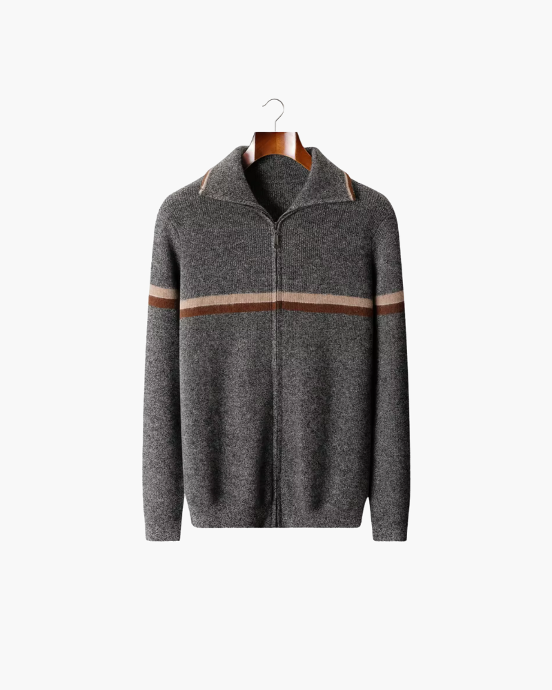 CARDIGAN IN CASHMERE A RIGHE CON ZIP