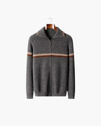 CARDIGAN IN CASHMERE A RIGHE CON ZIP