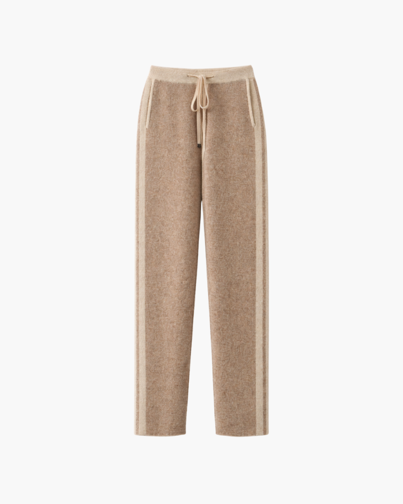 PANTALONI DRITTI IN MERINO BICOLOR