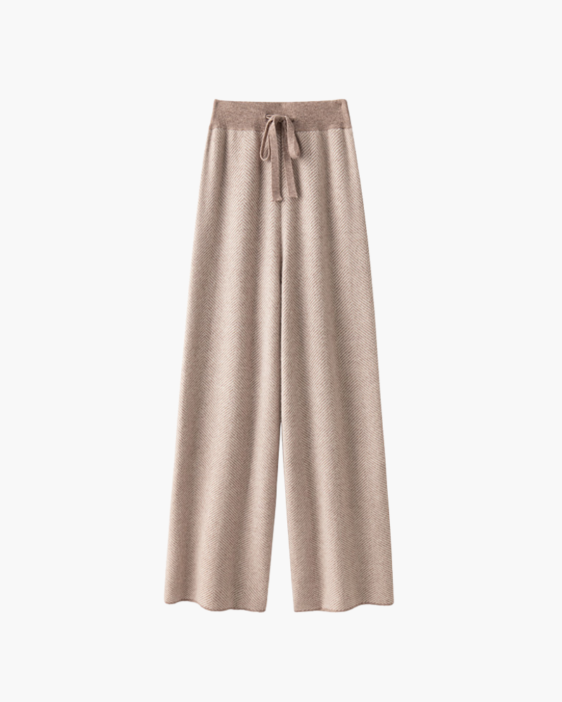 PANTALONI DRITTI IN MERINO CON CORDONCINI