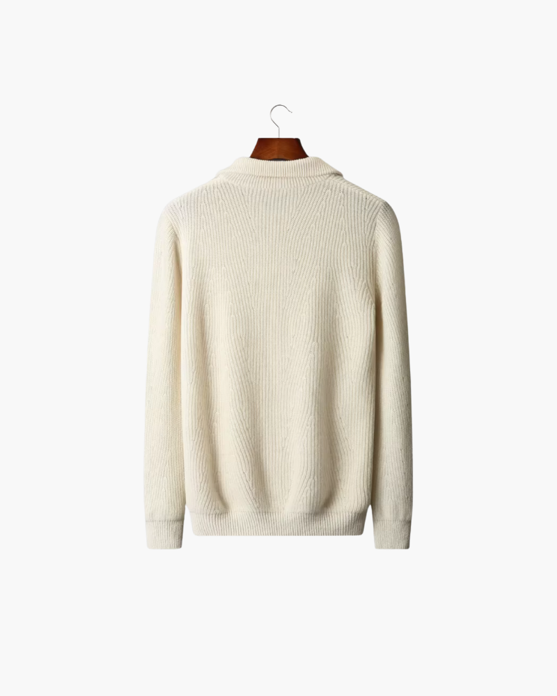 MAGLIONE HALF ZIP A COSTE IN MERINO
