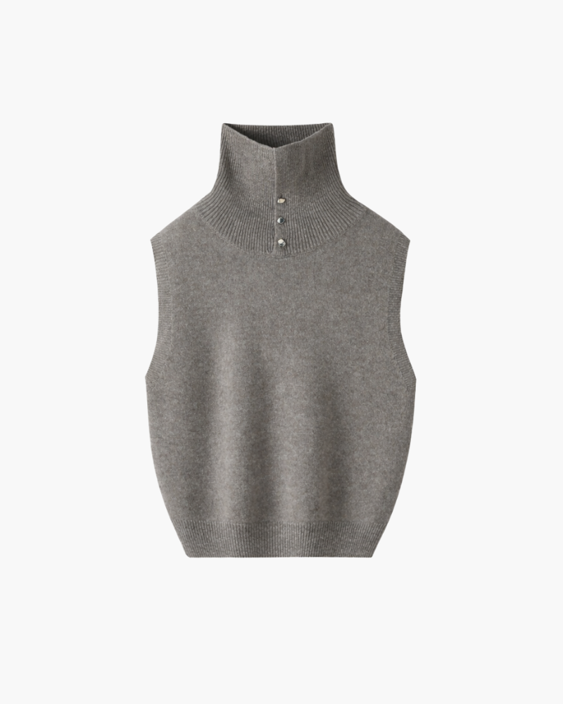 GILET IN MERINO CON COLLO ALTO