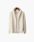 FELPA CON ZIP A COSTE IN MERINO