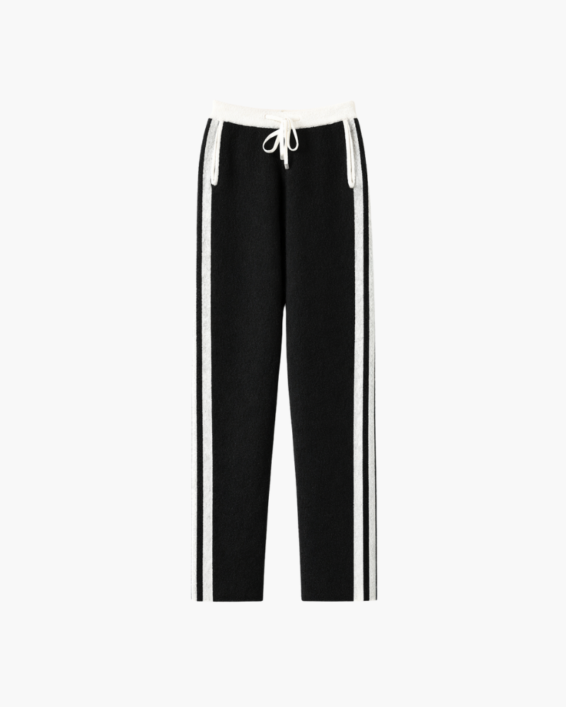 PANTALONI DRITTI IN MERINO BICOLOR