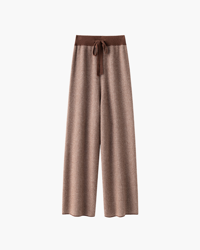 PANTALONI DRITTI IN MERINO CON CORDONCINI