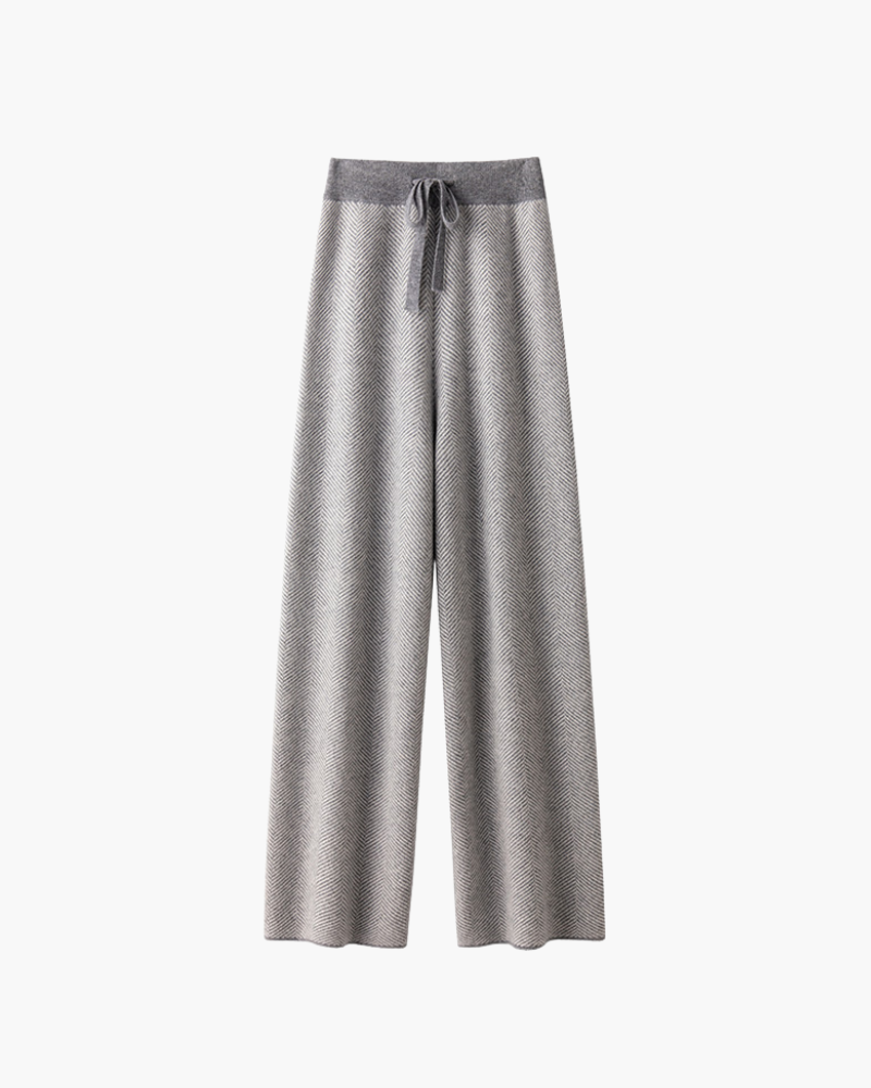 PANTALONI DRITTI IN MERINO CON CORDONCINI