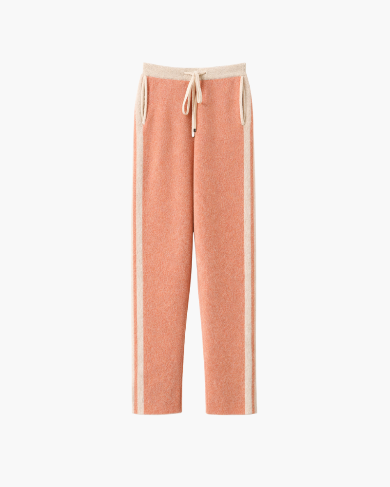 PANTALONI DRITTI IN MERINO BICOLOR