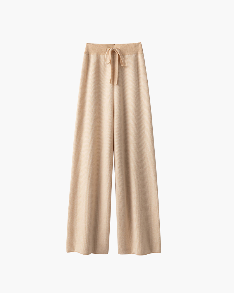 PANTALONI DRITTI IN MERINO CON CORDONCINI