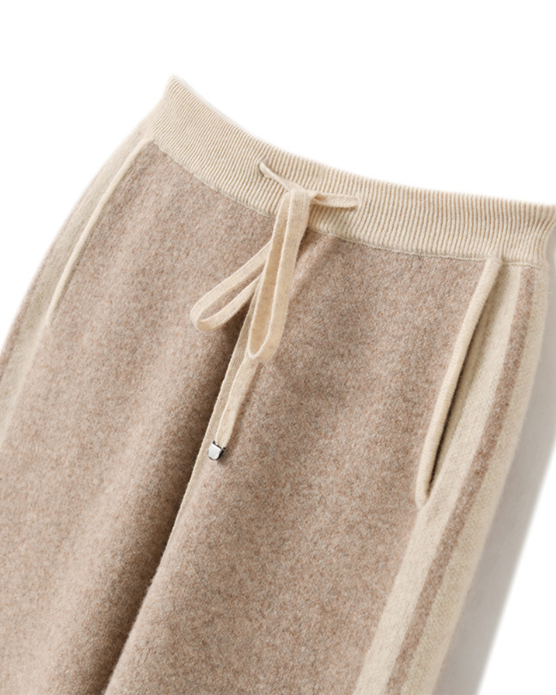 PANTALONI DRITTI IN MERINO BICOLOR