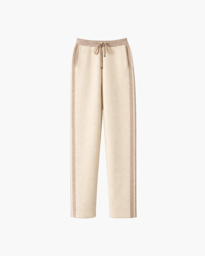 PANTALONI DRITTI IN MERINO BICOLOR