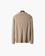 MAGLIONE HALF ZIP IN CASHMERE A TRECCE