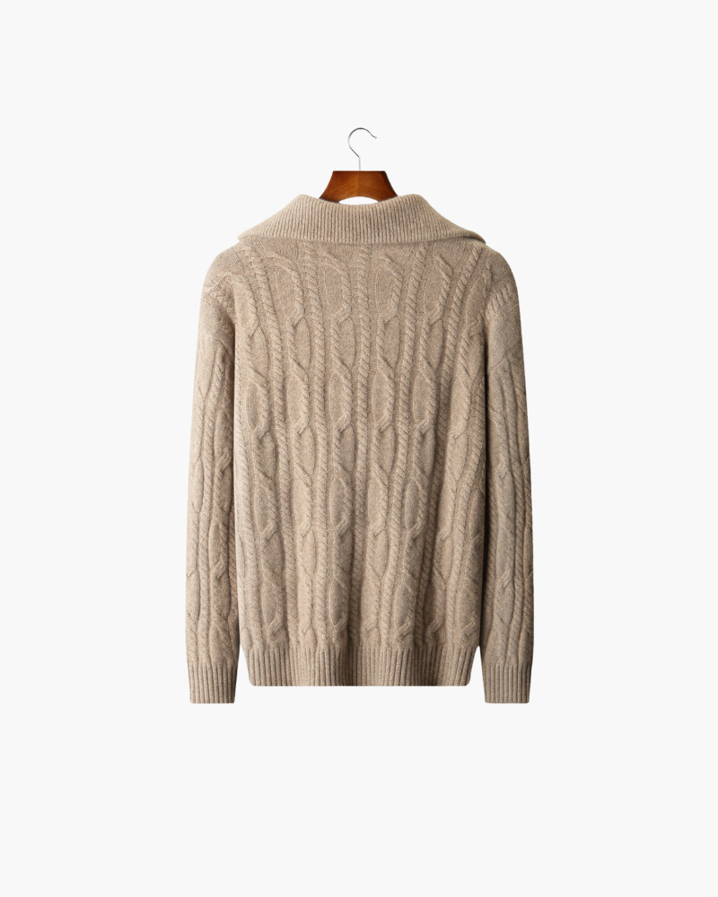 MAGLIONE HALF ZIP IN CASHMERE A TRECCE