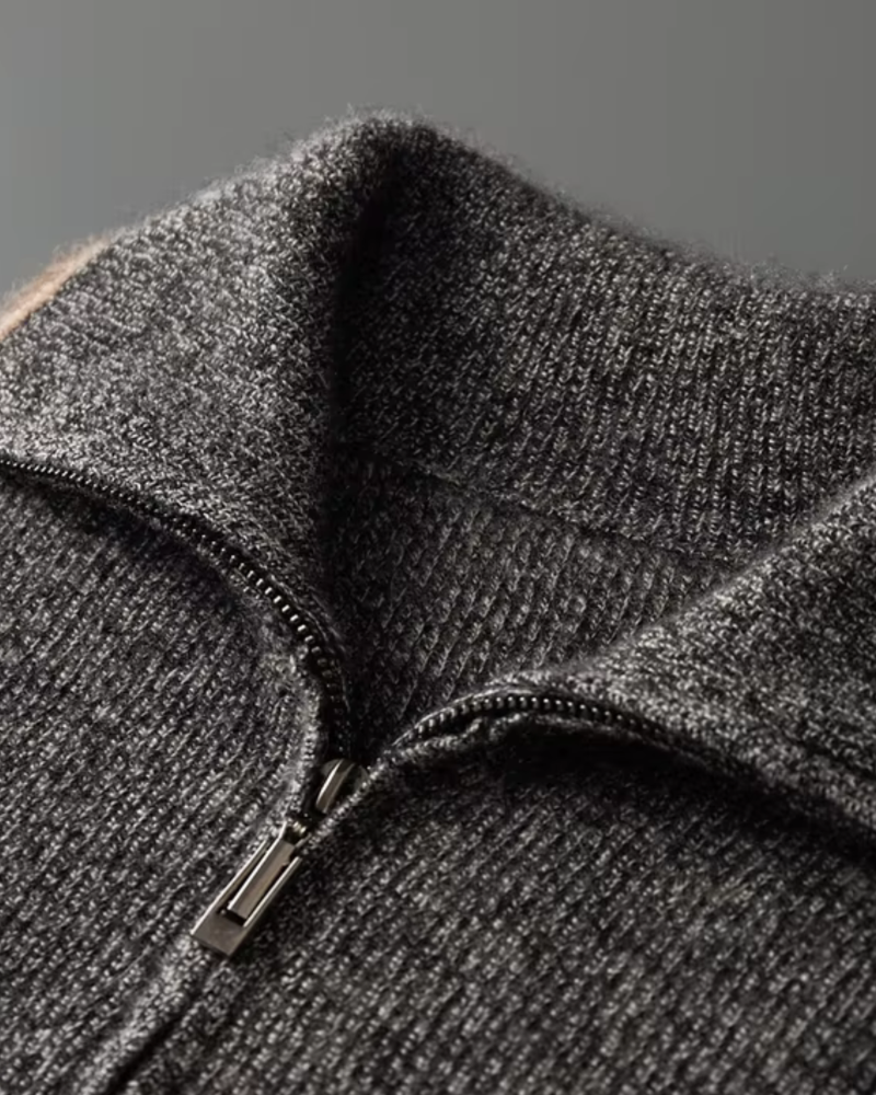 CARDIGAN IN CASHMERE A RIGHE CON ZIP