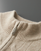 MAGLIONE HALF ZIP A TRECCE IN MERINO