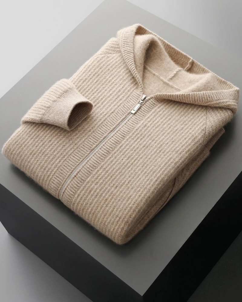 FELPA CON ZIP A COSTE IN MERINO