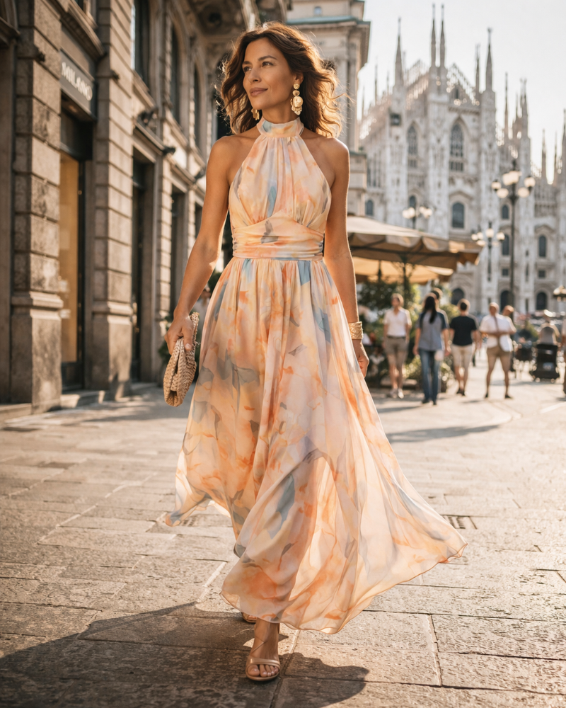 ABITO MAXI ACQUARELLO AURELIA
