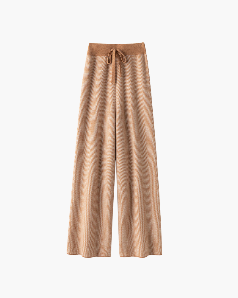 PANTALONI DRITTI IN MERINO CON CORDONCINI