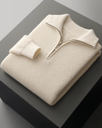 MAGLIONE HALF ZIP A COSTE IN MERINO