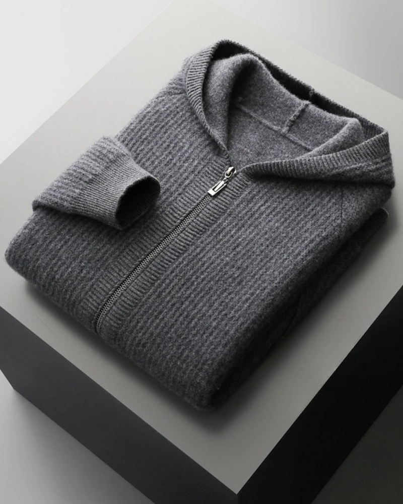 FELPA CON ZIP A COSTE IN MERINO
