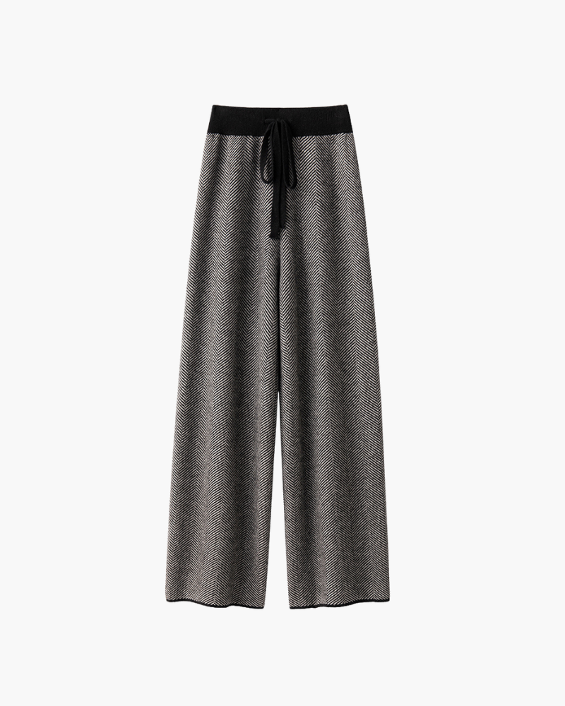 PANTALONI DRITTI IN MERINO CON CORDONCINI