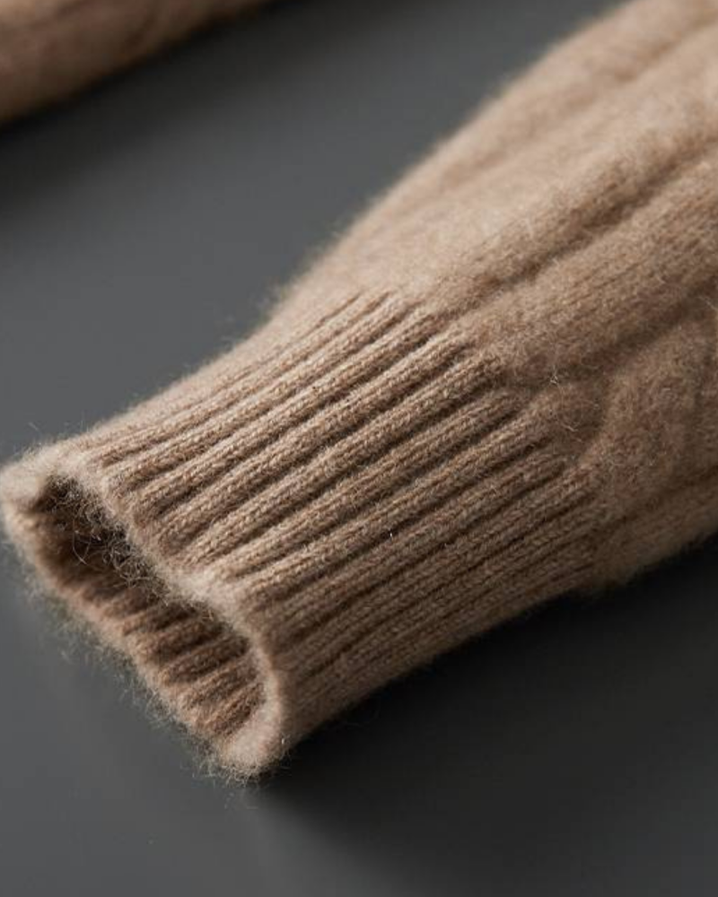 FELPA CON CAPPUCCIO IN CASHMERE A TRECCE