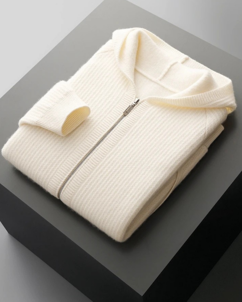 FELPA CON ZIP A COSTE IN MERINO