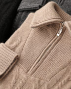 MAGLIONE HALF ZIP IN CASHMERE A TRECCE