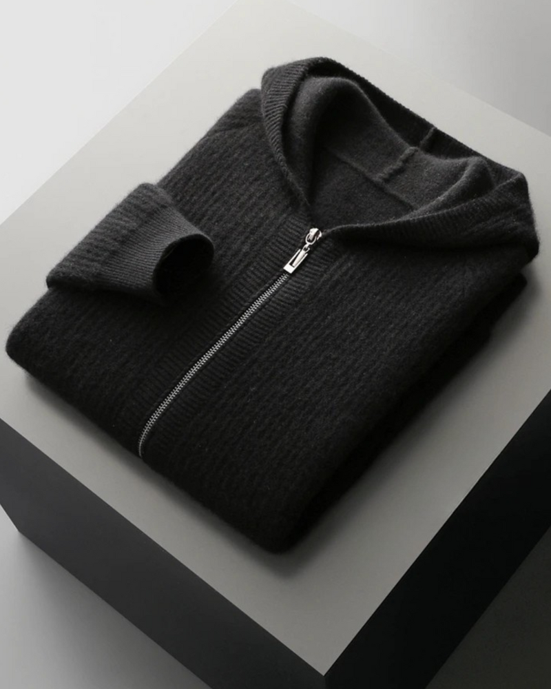 FELPA CON ZIP A COSTE IN MERINO