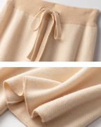 PANTALONI DRITTI IN MERINO CON CORDONCINI