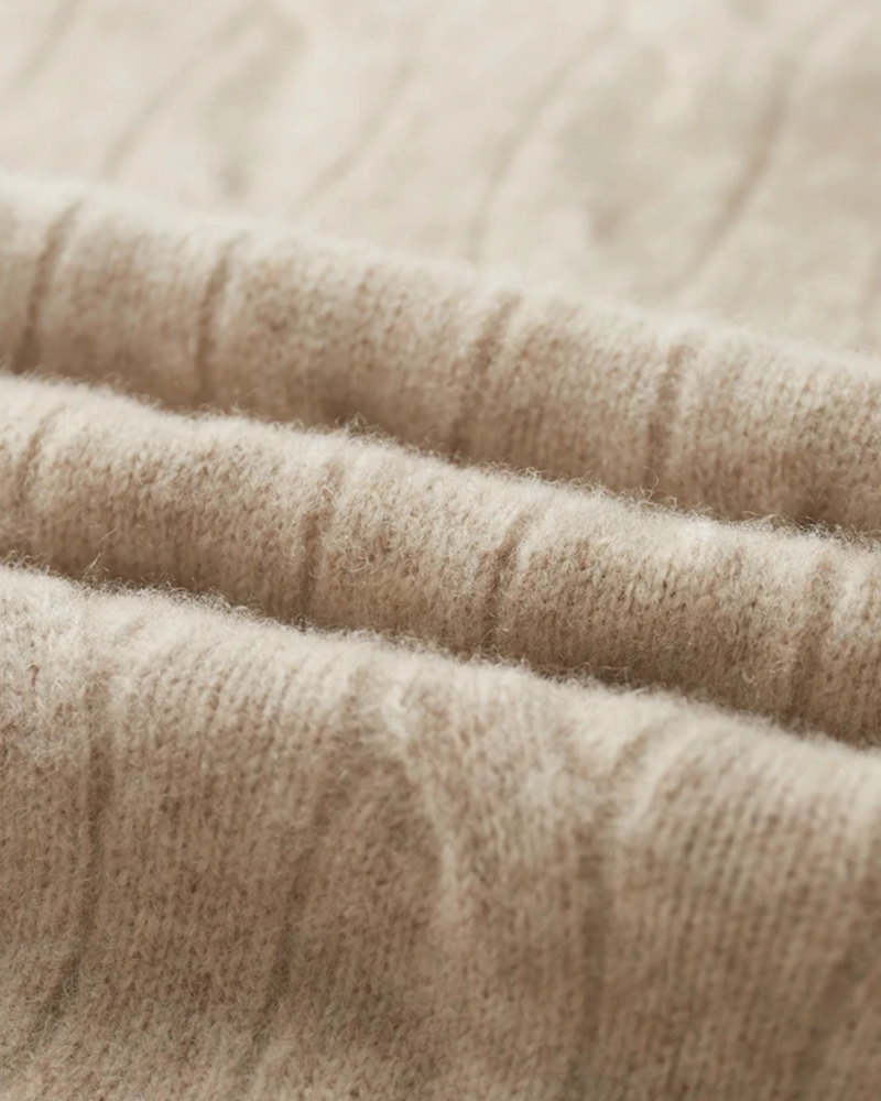 MAGLIONE HALF ZIP A TRECCE IN MERINO