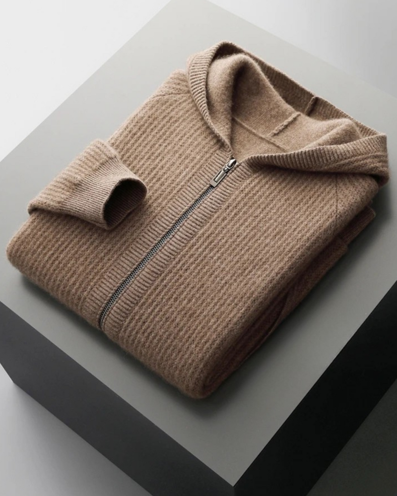 FELPA CON ZIP A COSTE IN MERINO