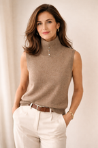GILET IN MERINO CON COLLO ALTO
