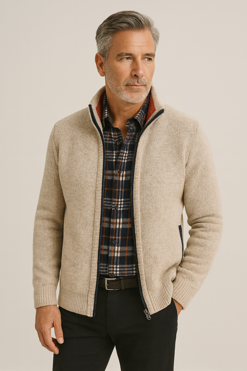 GILET CON CERNIERA FODERATO IN COTONE